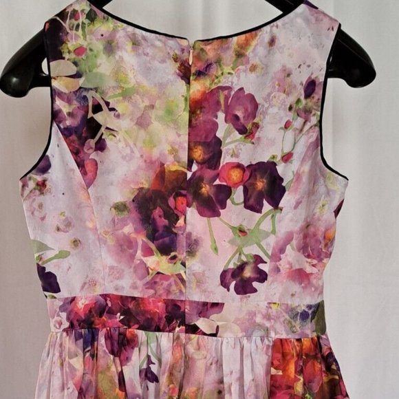 LIZ CLAIBORNE SILKY dress Sz 10 colorful FLORAL SLEVELESS FORMAL ACADEMIA LUXURY - Picture 6 of 9